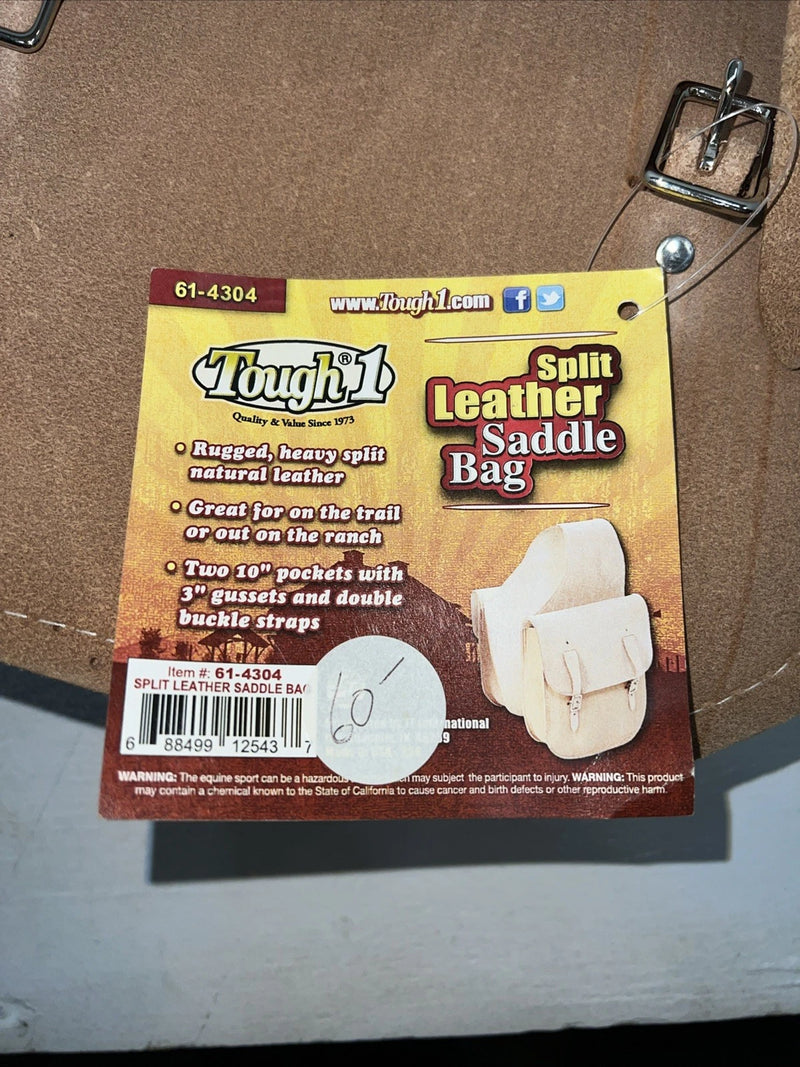 New Tough 1 Brown Leather Split Saddle Bag #61-4304 G-502