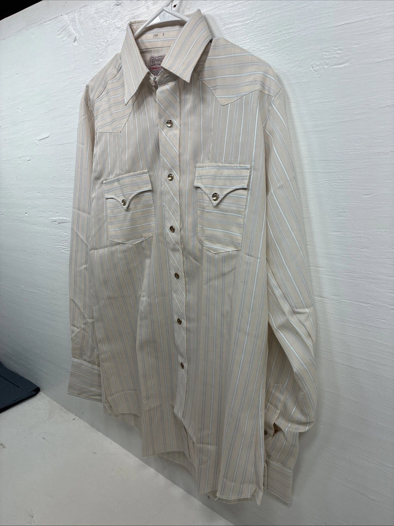 New Men’s H Bar C Multicolor Stripe Long Sleeve Pearl Snap 15.5 Medium K-95