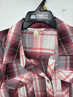 New Women’s Cumberland Pink Plaid Design Long Sleeve Pearl Snap Large II-105