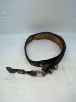 New Black Genuine Leather Chambers Weave And Silver Pendent 32” Belt Z-111
