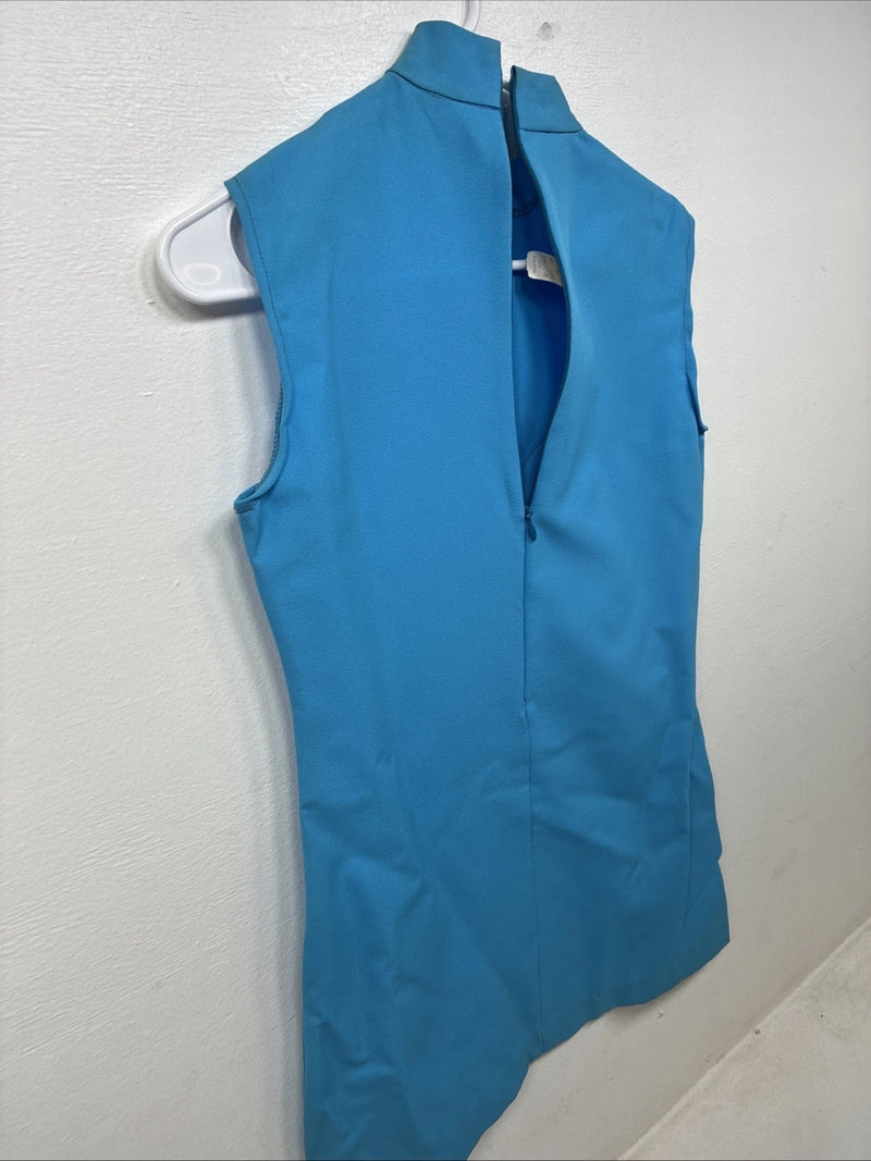 New Women’s Lady DJ Blue Sleeveless Half Zip Size 32 TT-88