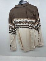 New Women’s Brooks & Dunn Tan Design Long Sleeve Pearl Snap XL II-24 