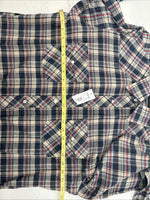 New Men’s White Horse Brown Blue Plaid Long Sleeve Pearl Snap Large Tall X-74