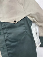 New Kids Cowboy Threads Green Tan Long Sleeve Button Up Size 3 LL-16