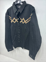 New Woman Western Express Black Deigned Long Sleeve Pearl Snap 2XL GG-49