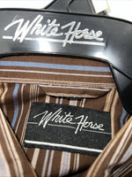 New Men’s Brown White House Long Sleeve Button Up Shirt. Large P-60
