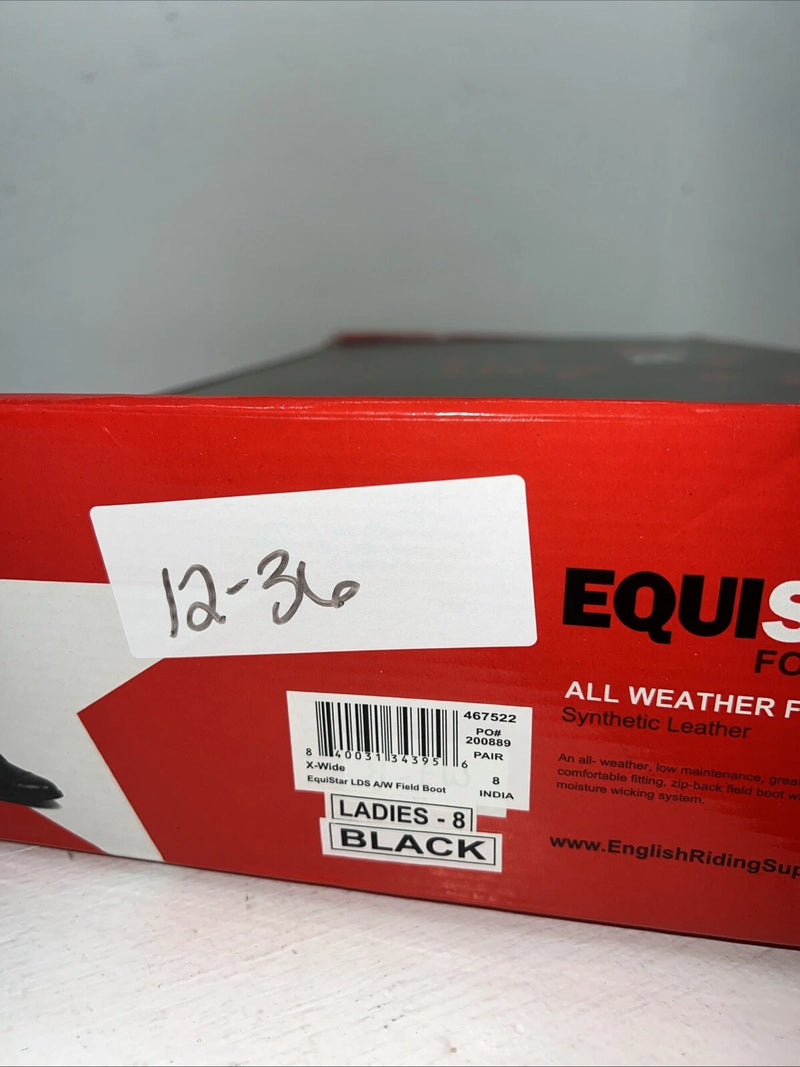 New Women’s Black EQUISTAR English Riding Boots. 467522 8 W. 12-36