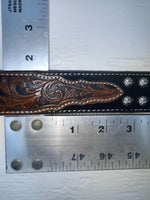 New Black Genuine Leather Nocona Bling And Tooled 46” Belt #M2498267 NN-137