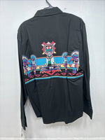 New Women’s Wrangler Black Deigned Long Sleeve Button Up XL II-47
