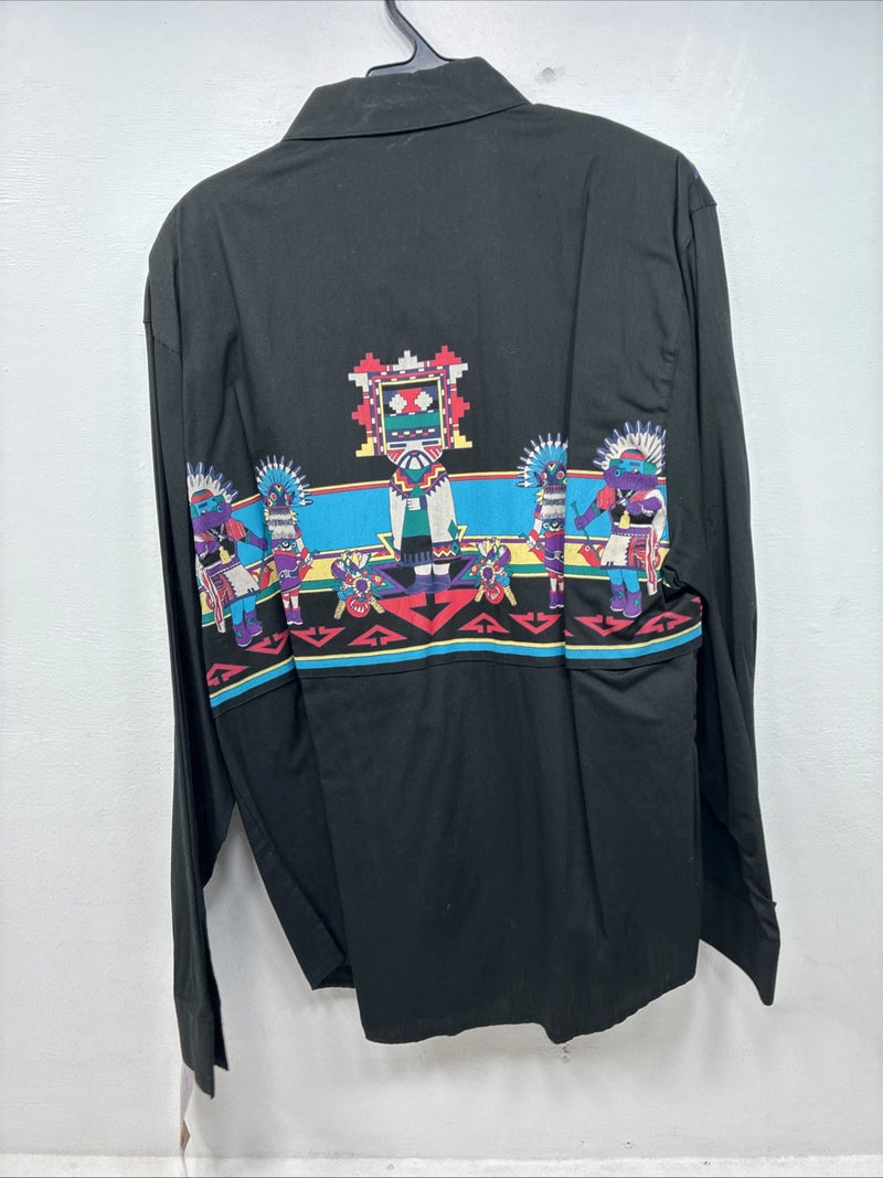 New Women’s Wrangler Black Deigned Long Sleeve Button Up XL II-47