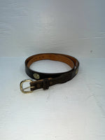 New Brown Genuine Leather Wright Gold Pendent 34” Belt #10484 Z-172