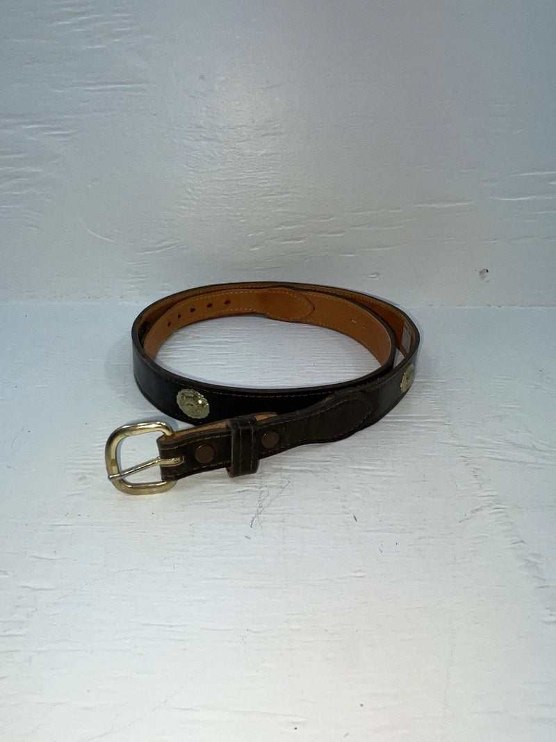 New Brown Genuine Leather Wright Gold Pendent 34” Belt #10484 Z-172
