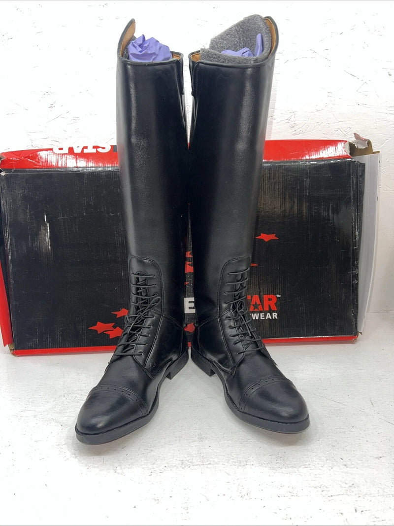New Women’s Black EQUISTAR English Riding Boots. 467522 9 W. 12-77