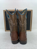 New Youth Brown DBL Barrel Cowboy Boots. 4476232 4.5 4 1/2. 2-101