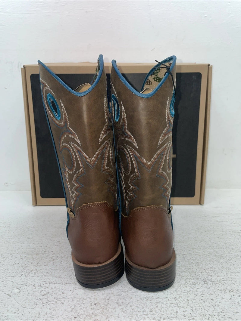 New Youth Brown DBL Barrel Cowboy Boots. 4476232 4.5 4 1/2. 2-101