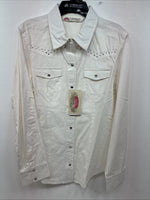New Women’s Cumberland White Gem Long Sleeve Pearl Snap Medium LL-83