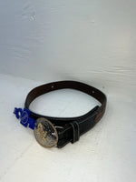 New Brown Genuine Leather 3D Weaved And Silver Pendent 28” Belt #1432 JJ-156
