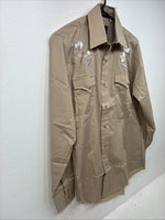 New Women’s Champion Western Tan Design Long Sleeve Pearl Snap Size 33 KK-121