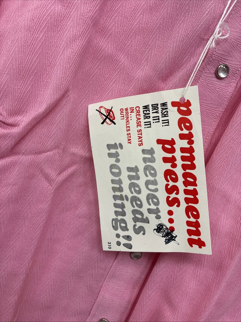 New Women’s Rockmount Pink Long Sleeve Pearl Snap Size 34 TT-34