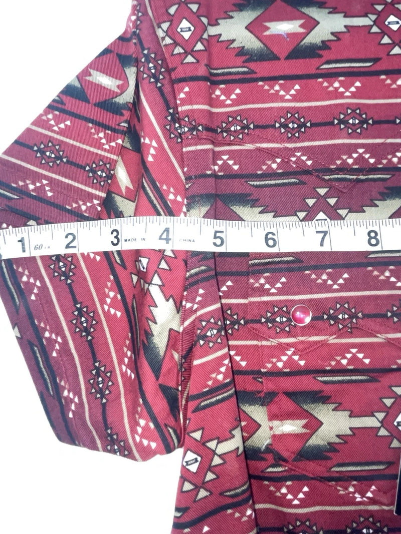 New Women’s Red Aztec Cumberland Outfitters Short Sleeve Button Up Shirt 3B-103