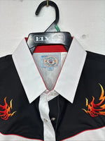 New Women’s Country Charmers White Flame Long Sleeve Pearl Snap XL II-63