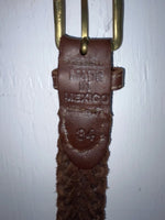 New Brown Genuine Leather Braided 34” Belt Z-129