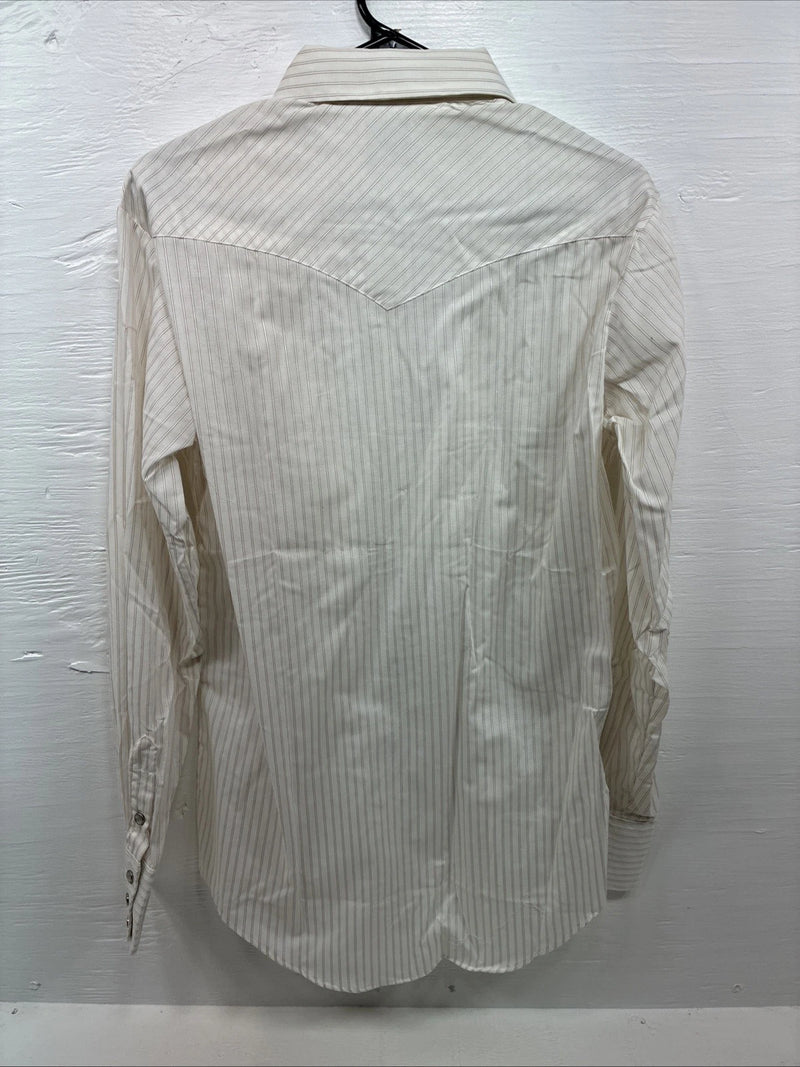 New Men’s H Bar C White Stripe Designed Long Sleeve Pearl Snap 15 Medium O-64