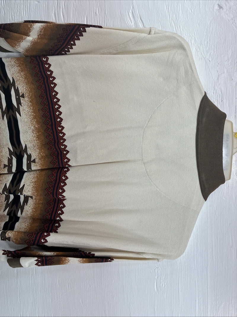 New Men’s Cumberland Brown Western Design Short Sleeve Polo Large M-23