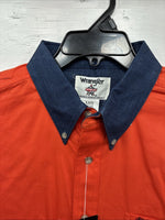 New Men’s Wrangler PBR Orange Long Sleeve Button Up XL J-27