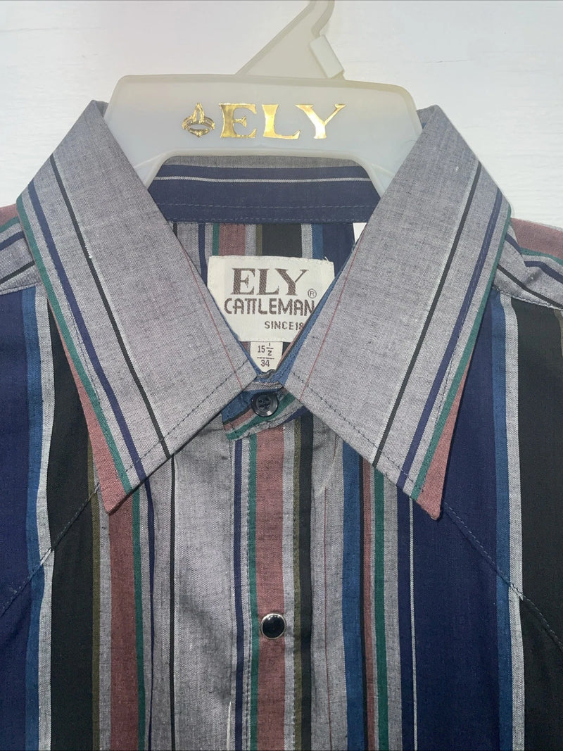 New Men’s ELY Cattleman Multiple Color Long Sleeve Pearl 15.5 X 34 Medium B-102