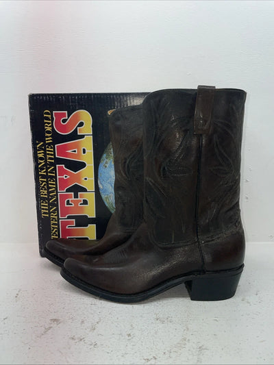 New Men’s Brown Texas Brand Cowboy Boots. 6611 10.5 10 1/2 D. 7-92