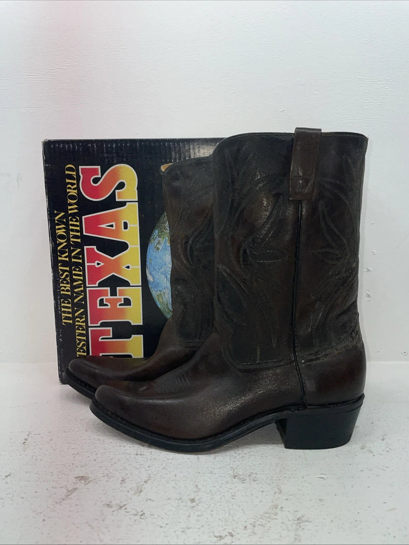 New Men’s Brown Texas Brand Cowboy Boots. 6611 10.5 10 1/2 D. 7-92