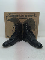 New Men’s Black Lace Up American West Cowboy Boots. 5991 9 D. 4-34