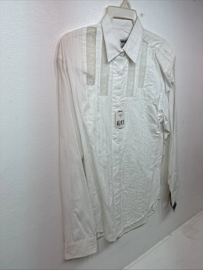 New Women’s Wrangler White Design Long Sleeve Button Up Medium MM-59