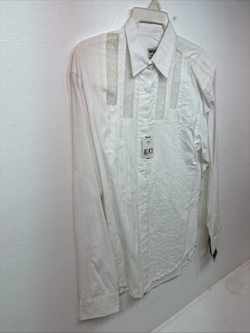 New Women’s Wrangler White Design Long Sleeve Button Up Medium MM-59