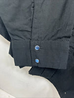 New Women’s Cumberland Black Blue Design Long Sleeve Pearl Snap 2XL GG-35