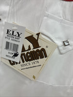 New Men’s ELY Cattleman White Red Rose Design Long Sleeve Pearl Snap Medium K-60