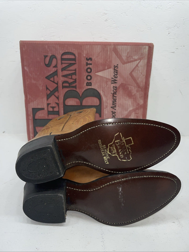New Men’s Brown Texas Brand Cowboy Boots. 7844 8.5 8 1/2 D. 2-52