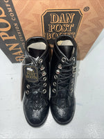 New Infants Black Ostrich Print Lace Up Dan Post Cowboy Boots. 5.5 5 1/2 D. 24-6