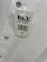 New Men’s ELY Cattleman White Short Sleeve Pearl Snap 18 2XL F-57