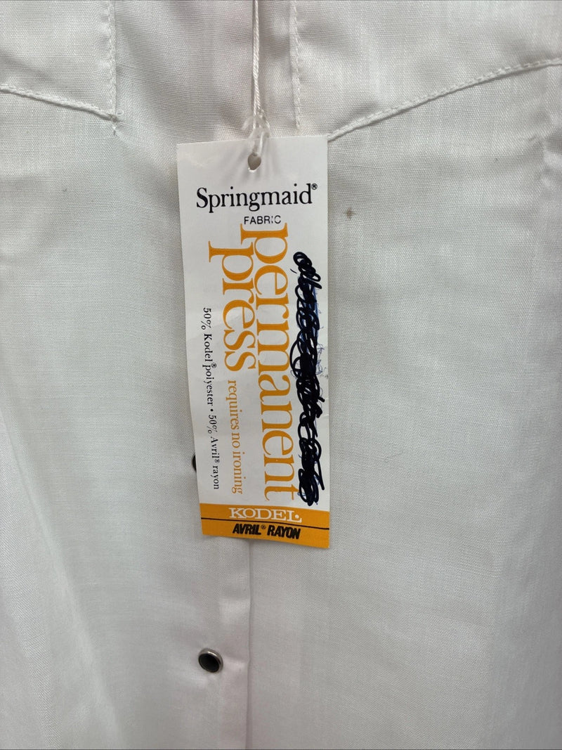 New Women’s Rockmount White Designed Short Sleeve Pearl Snap Size 32 LL-75