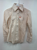 New Boys ELY Plains Tan Stripe Long Sleeve Pearl Snap Size 14 DD-108