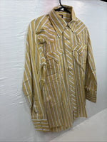 New Men’s Fenton Yellow White Stripe Long Sleeve Pearl Snap 16 Large X-110
