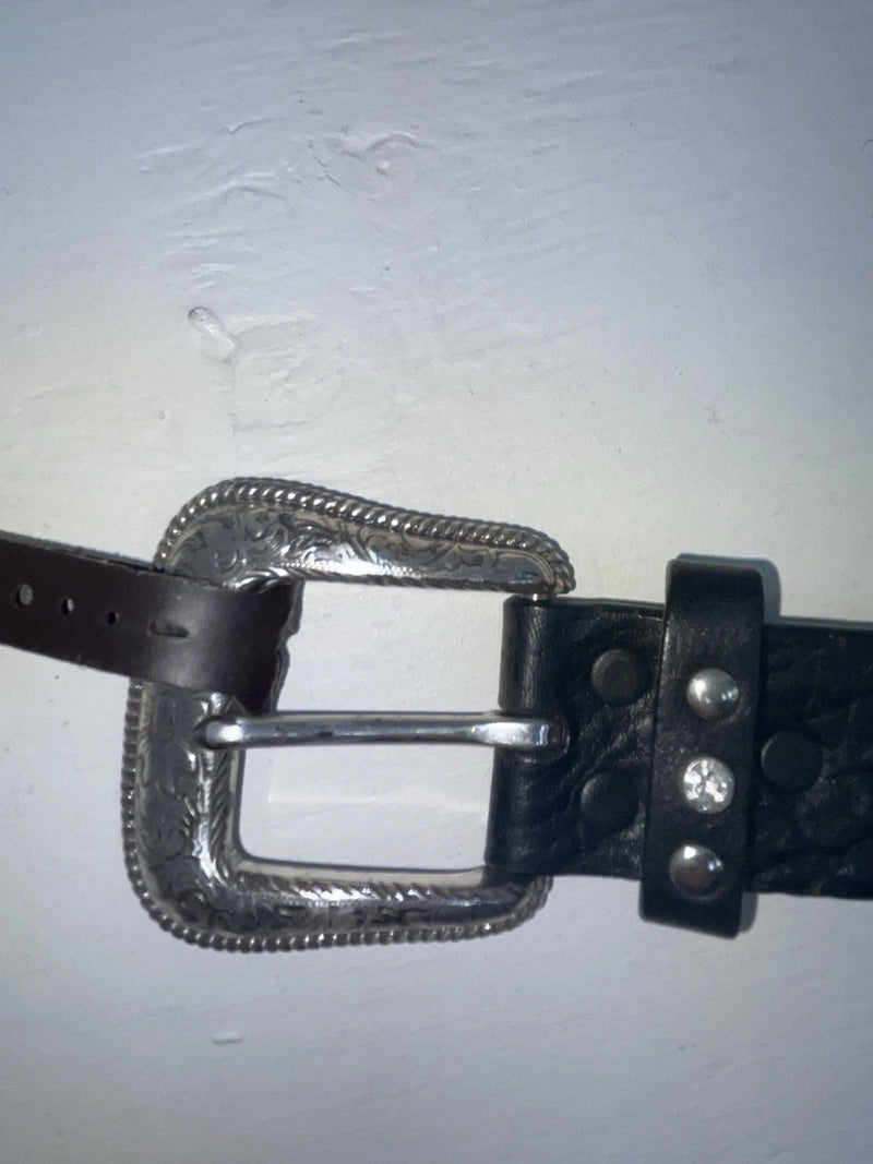 New Black Genuine Leather Nocona Silver Bling XXL Belt #N3431901 NN-119