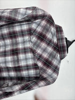 New Women’s Cumberland Purple Plaid Long Sleeve Pearl Snap 1XL GG-31
