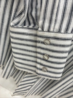 New Men’s Champion Western Gray Stripe Long Sleeve Pearl Snap 16 Large V-110