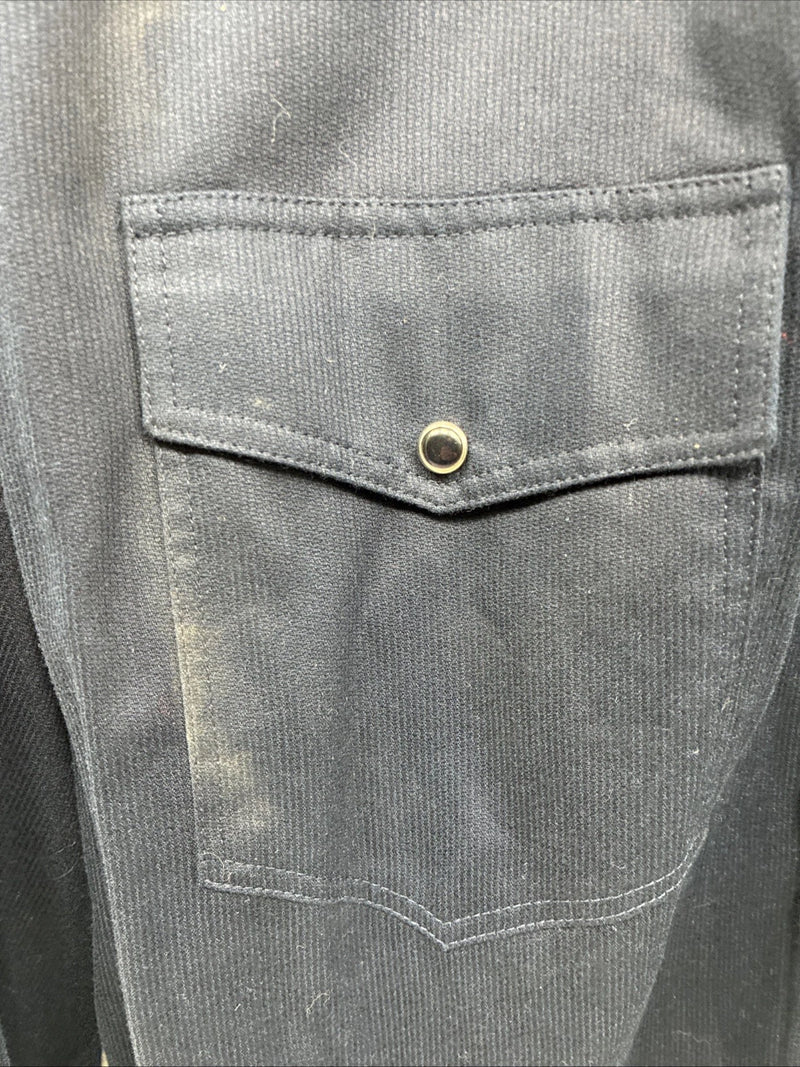 New Men’s H Bar C Navy Blue Long Sleeve Pearl Snap Large DD-9