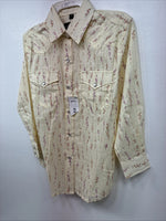 New Kids White Horse Floral Long Sleeve Pearl Snap Medium MM-5