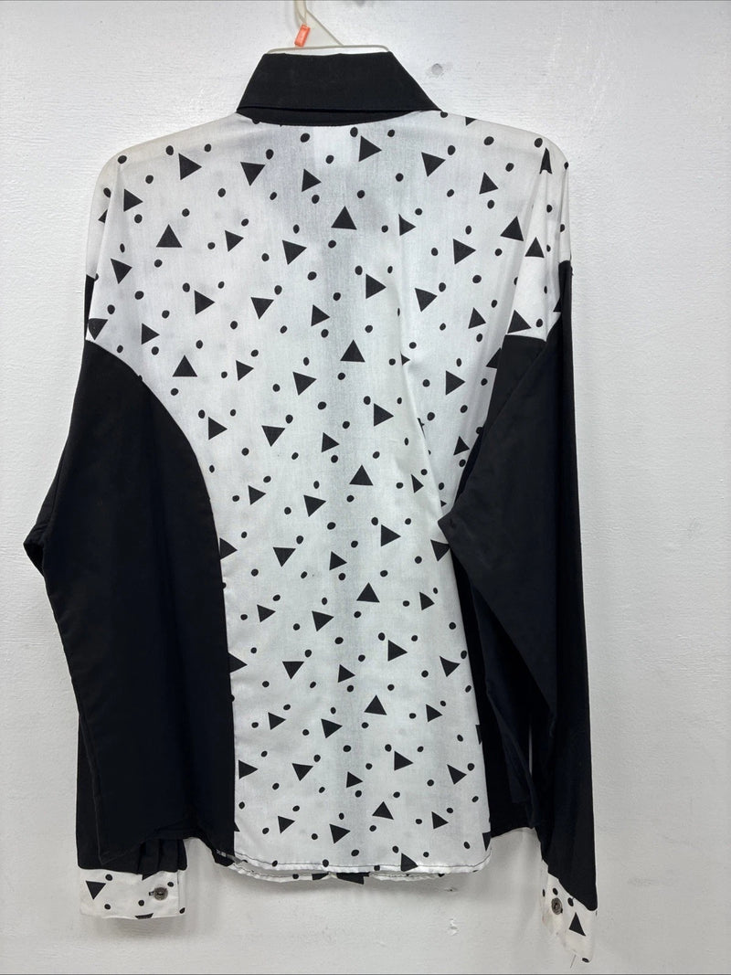 New Women’s Cowboy Threads Black White Long Sleeve Button Up XL II-41