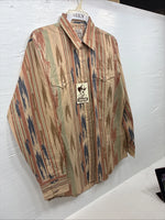 New Men’s ELY Cattleman Multicolor Camo Long Sleeve Pearl Snap 16 Large T-55